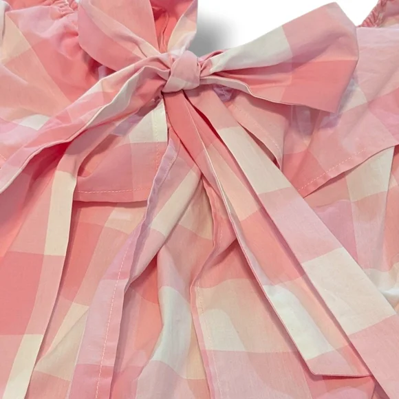 Lauren James Women's Riley Gingham Ruffle Top, Pink Cotton Candy. Size L - Picture 3 of 9